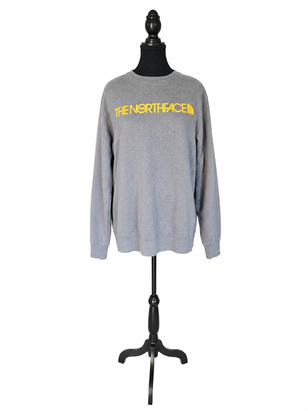 The North Face Men's Gray Crewneck with Yellow Logo